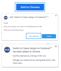 switch to old Facebook-extension-install