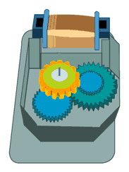 Defrost timer inside gear wheels