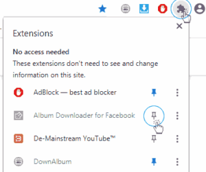 How to pin the extention icon in chrome