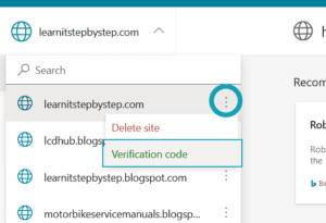 Retrieving Bing Site Verification Code